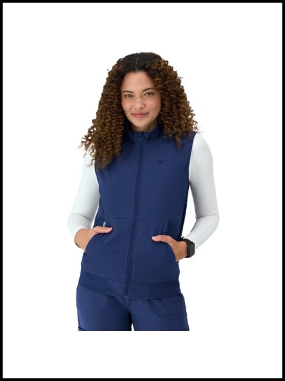 Women's Full-Zip Scrub Vest Moisture-Wicking Stretch Medical Healthcare Vest